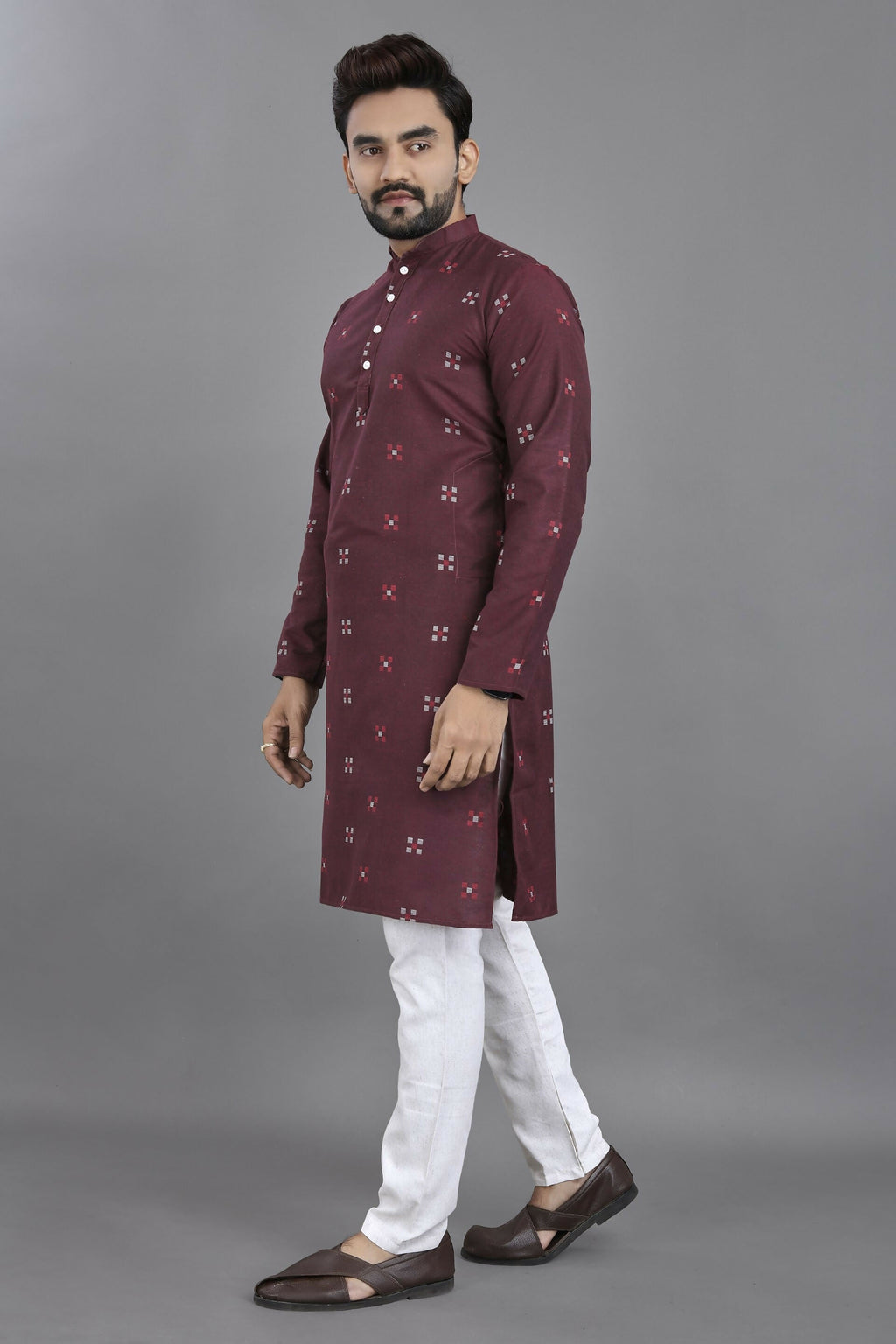 Anaita Purple Weaving Linen Cotton Straight Kurta | Grocsy