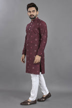 Anaita Purple Weaving Linen Cotton Straight Kurta | Grocsy