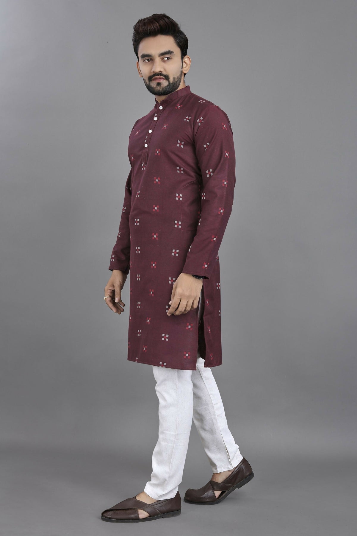 Anaita Purple Weaving Linen Cotton Straight Kurta | Grocsy