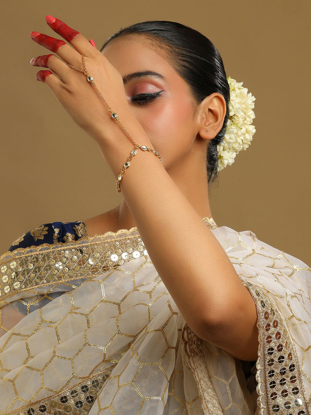 Ruby Raang Kundan & Gold Haath Phool | Grocsy