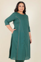 Aramya Green Soft Cotton Solid A-line Kurta for Women | Grocsy