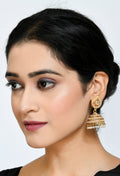 Mominos Fashion Johar Kamal Leaf Design Jhumka With Stone & Pearl | Grocsy