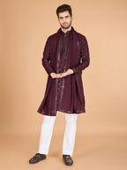 Vastranavya Maroon Exclusive Festival Wear Viscose Silk Thread & Sequence Embroidered Work Kurta with Dupatta | Grocsy