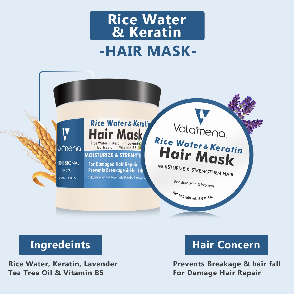 Volamena Rice Water & Keratin Hair Mask | Grocsy