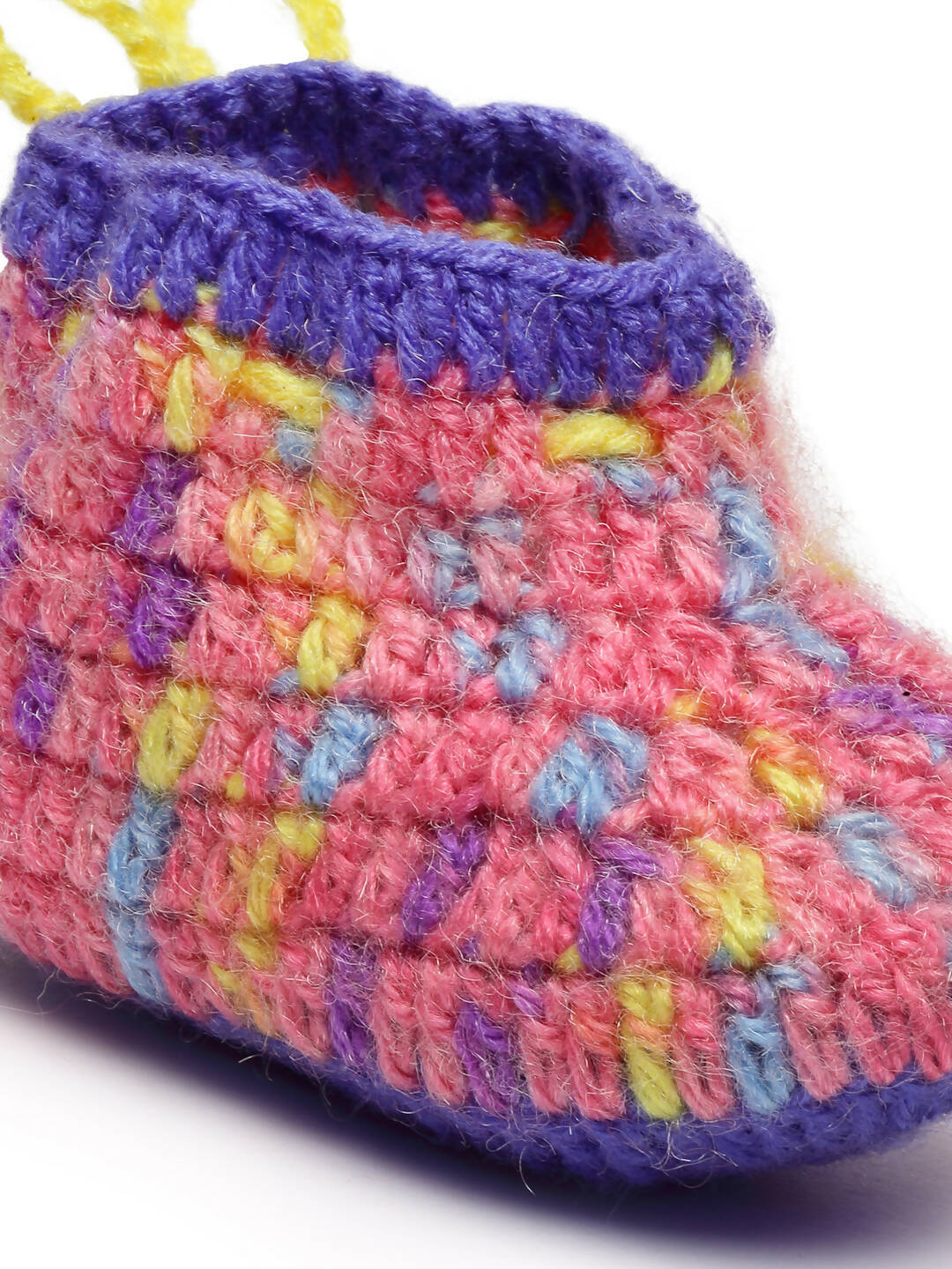 Chutput Kids Woollen Hand Knitted Self Desgin Detailed Booties - Purple | Grocsy