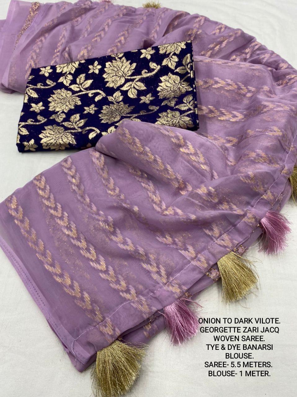 Onion Poly Crepe Tie And Dye Saree with Unstitched Blouse - A2M | Grocsy