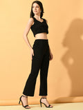 Myshka Women's Black Solid Top With Trousers | Grocsy