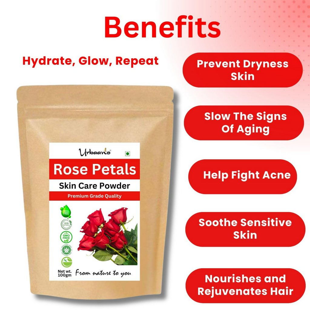 Urbaano Herbal Rose Petal Powder Double Filtered Natural Pure For Skin | Grocsy