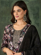 The52 Women's Beautiful Embroidery Work Chinon silk Fabric Straight Kurta Pant and Dupatta Set | Grocsy