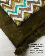 Mehndi Silk Blend Ethnic Motifs Saree with Unstitched Blouse - A2M | Grocsy
