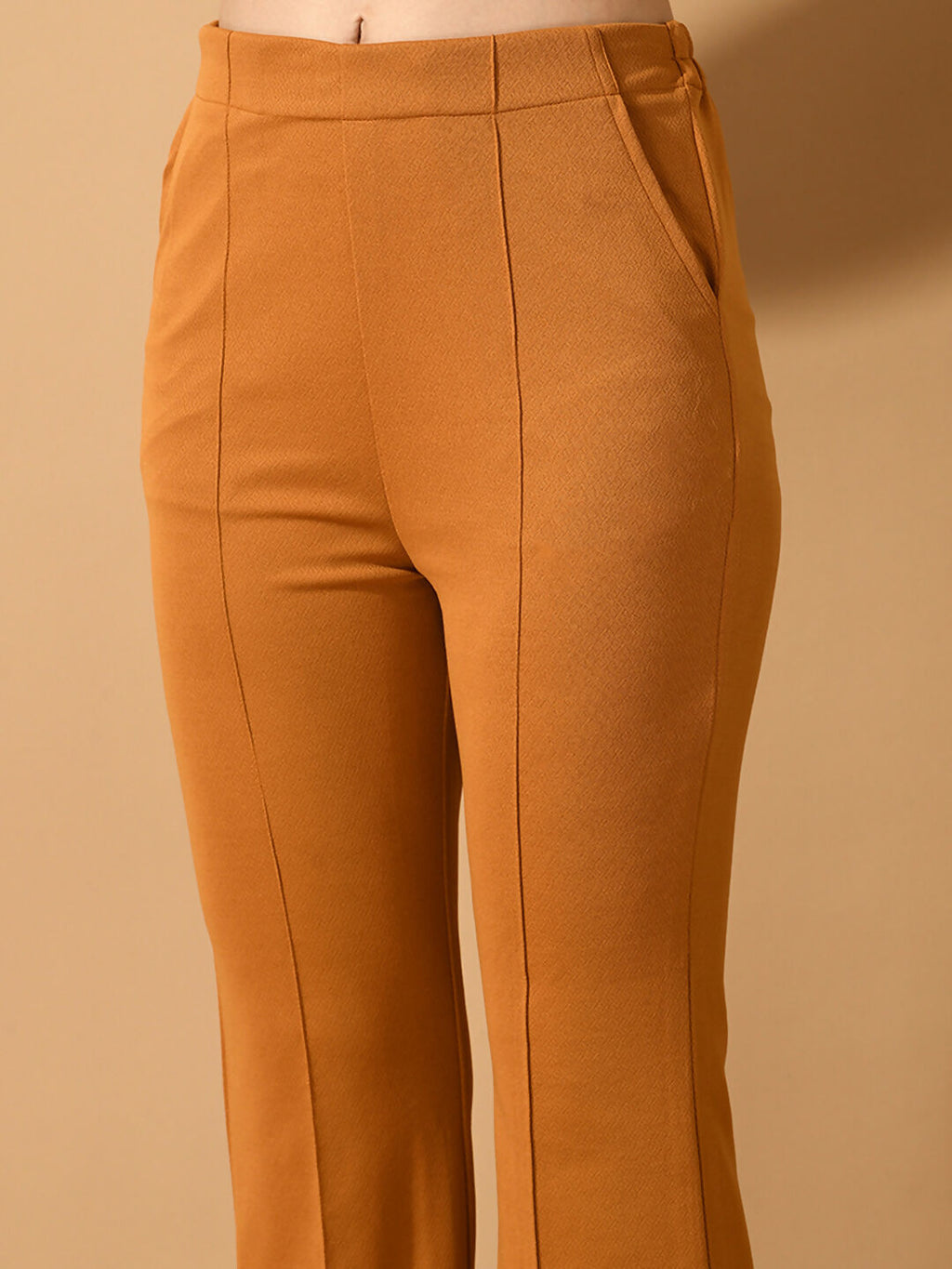 Myshka Women's Mustard Flared Party Trouser | Grocsy