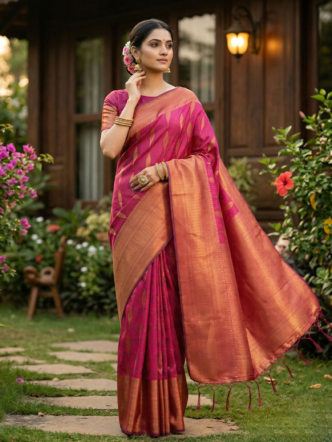 Shree Shyam Fashion Lite Pink Silk Blend Saree | Grocsy