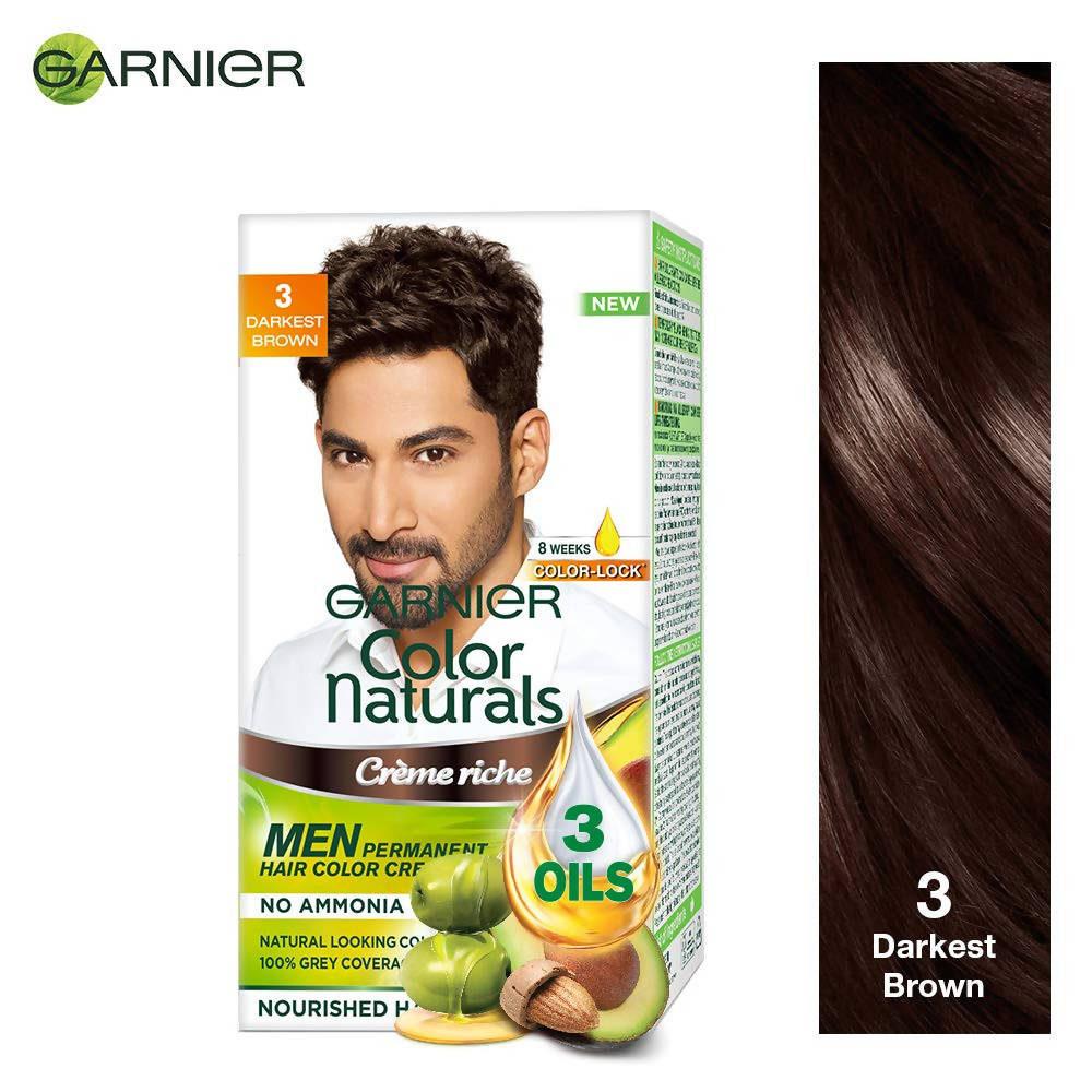 Garnier Color Naturals Creme Riche Men Hair Color - Shade 3 Darkest Brown | Grocsy