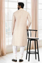 Raivat Ethnic Cotton Thread Work Kurta Pajama In Yellow Colour | Grocsy