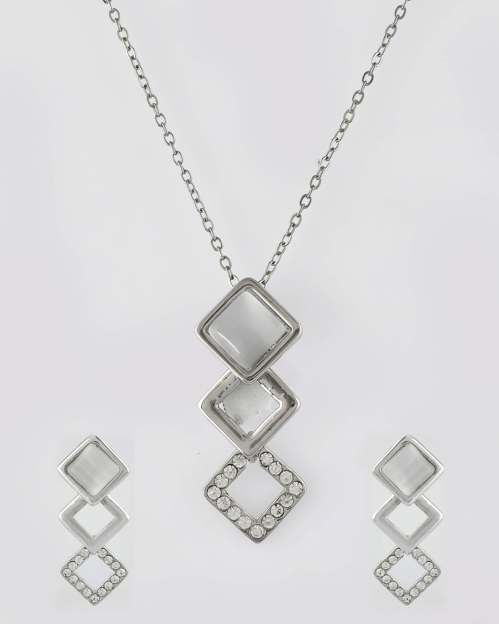 VOJ Stainless Steel Silver Silver Jewellery Set (Pack of 2) | Grocsy
