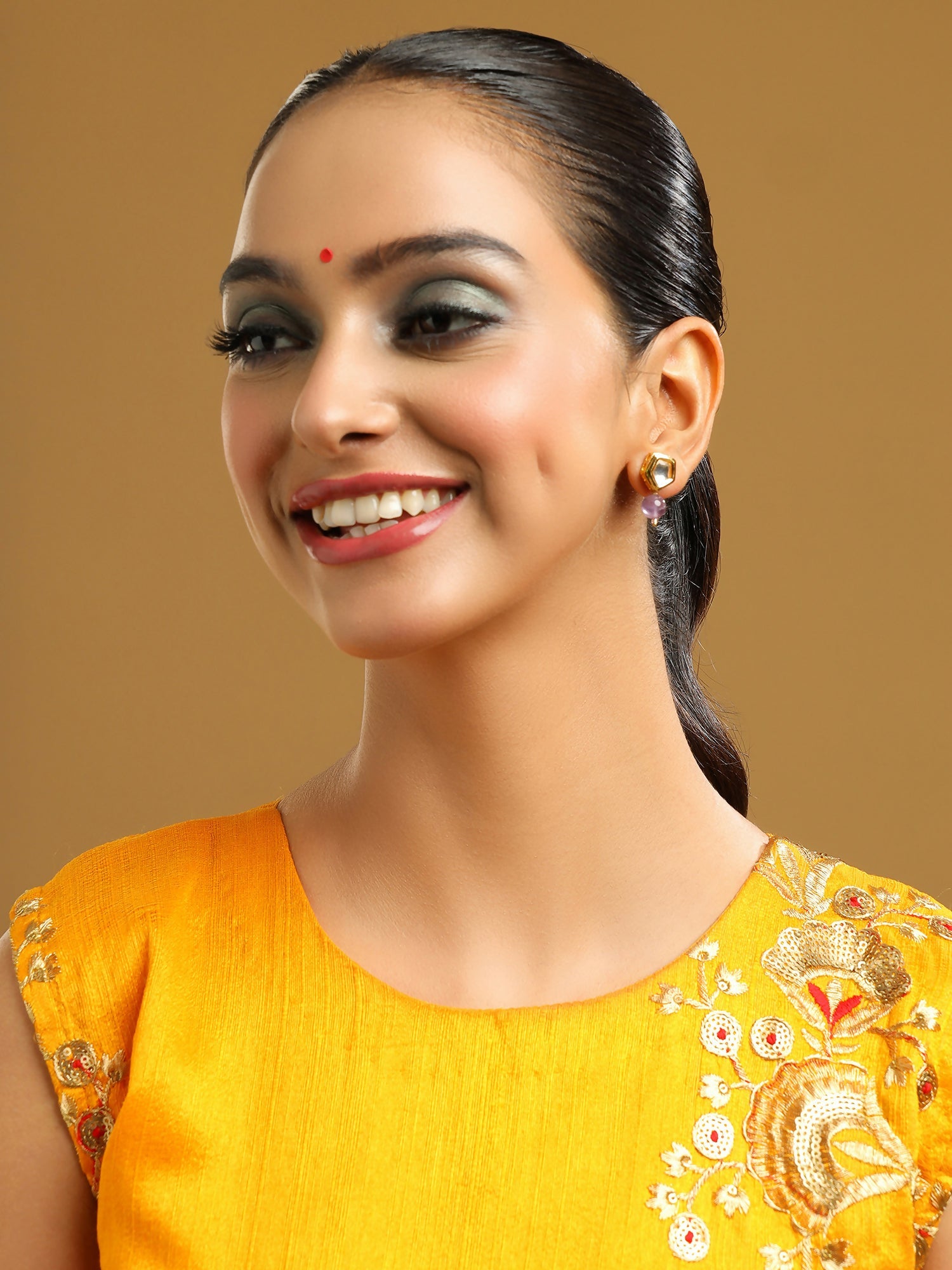 Ruby Raang Purple Amethyst Kundan Studs | Grocsy