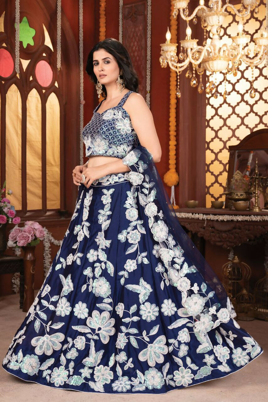 Eilara Flower Designer Lehenga For Wedding Reception | Grocsy