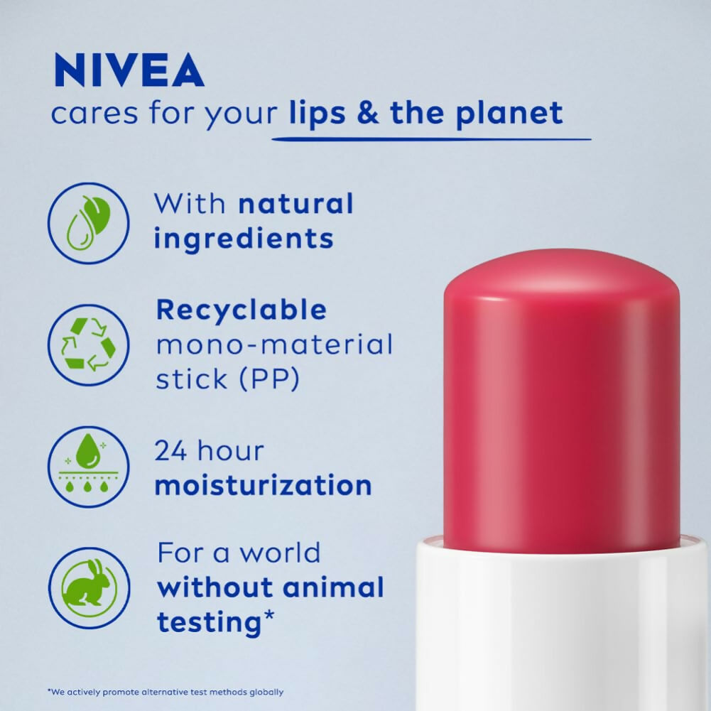 Nivea Cherry Shine Lip Balm 24 H Melt in Moisture Formula Glossy Finish | Grocsy
