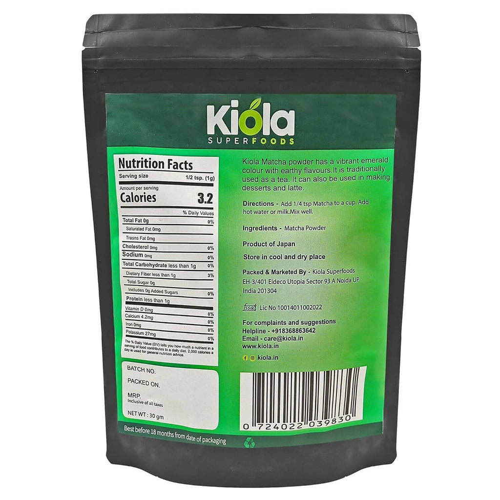 Kiola Superfoods Japanese Matcha Green Tea Powder | Grocsy