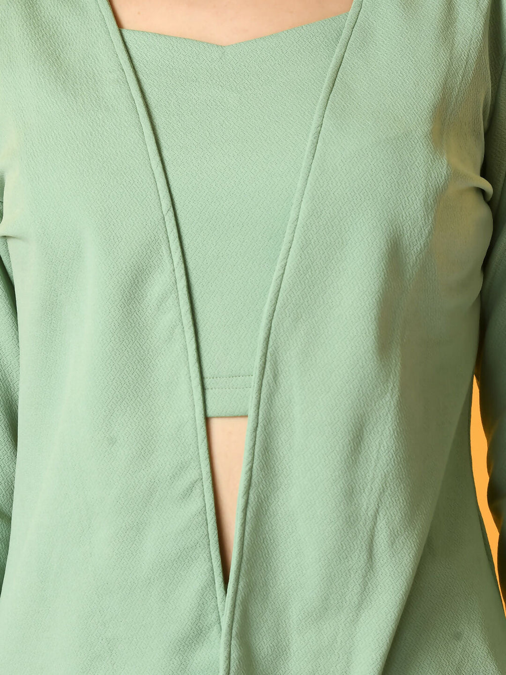 Myshka Women's Green Solid Jacket | Grocsy
