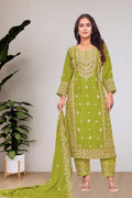 Lehenga Mart Designer Salwar Suit For Women or Girls - Olive Green | Grocsy