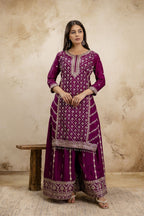 Lehenga Mart Designer Sharara Suit For Women or Girls - Wine | Grocsy