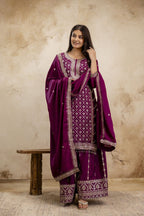 Lehenga Mart Designer Sharara Suit For Women or Girls - Wine | Grocsy