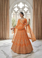 Lehenga Mart Gorgeous Lehenga Choli For Wedding-Orange | Grocsy