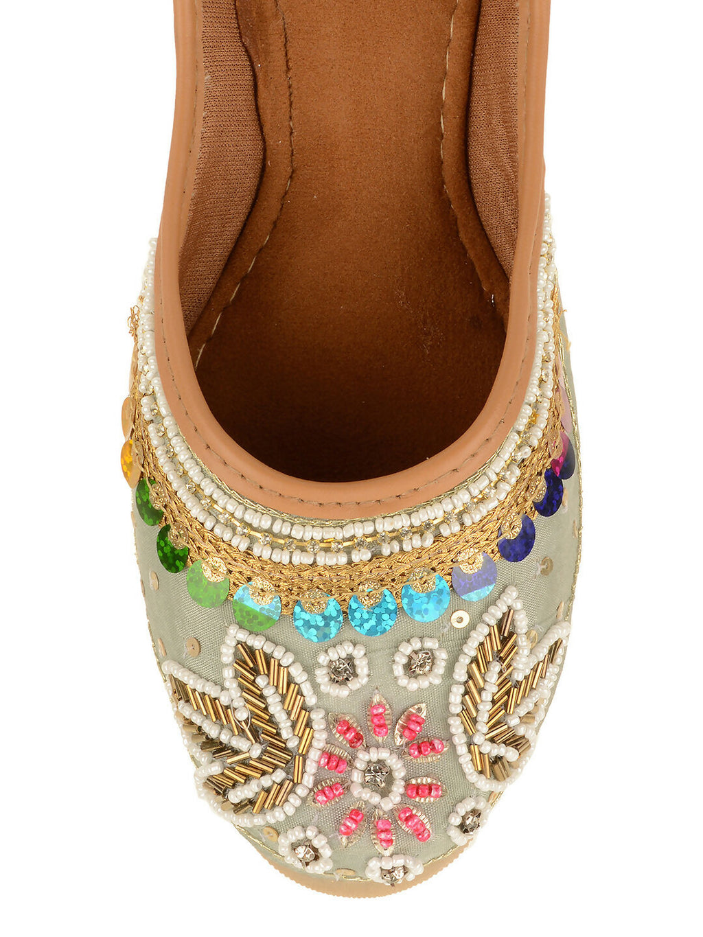 Desi Colour Women Indian Ethnic Footwear-Grey MultiColour | Grocsy