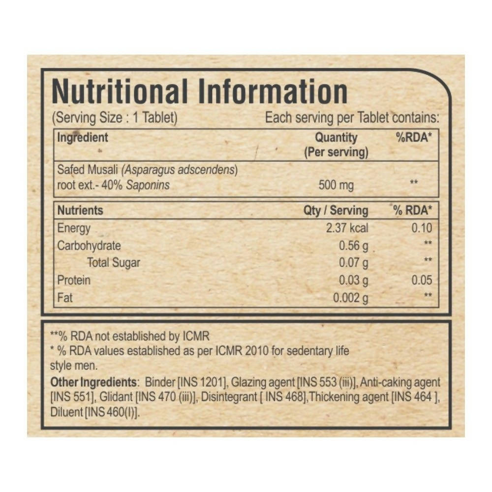 Pure Nutrition Safed Musali Tablets | Grocsy