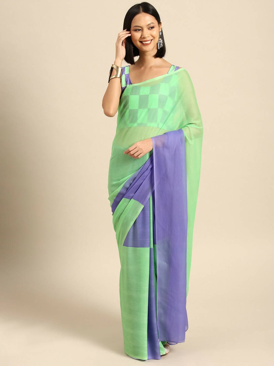 Ahalyaa Women's Traditional wear Saree - Fluorescent Green | Grocsy