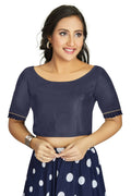 Aastha Fashion Women's Navy Blue Art Silk Designer Party Wear Readymade Blouse | Grocsy
