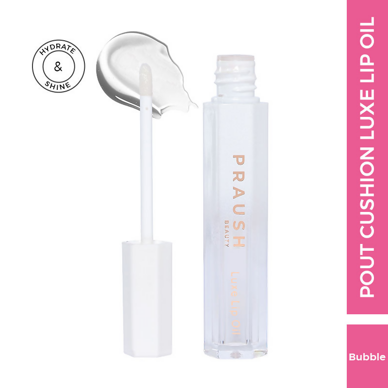 Praush Beauty Pout Cushion Luxe Lip Oil - Bubble Clear | Grocsy