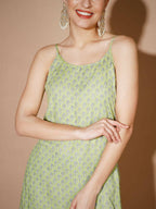 Myshka Women Green Printed Kurta & Trousers With Dupatta | Grocsy