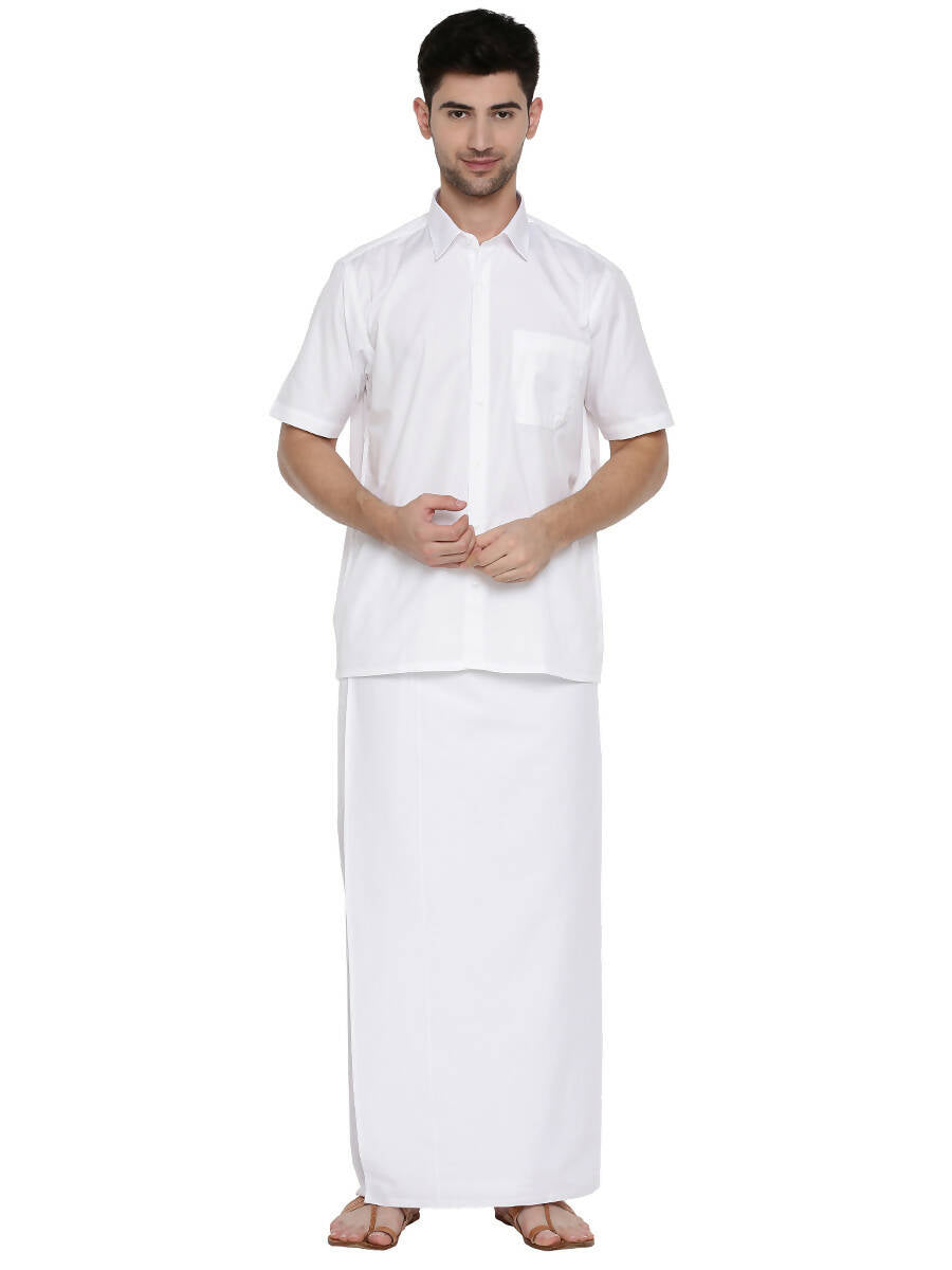 Ramraj Cotton Mens Half Sleeve Formal 100 % Cotton White Shirt | Grocsy