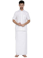 Ramraj Cotton Mens Half Sleeve Formal 100 % Cotton White Shirt | Grocsy