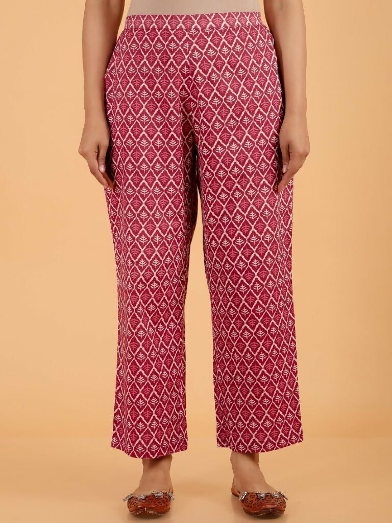 Aramya Maroon Soft Cotton Floral Print Straight Kurta Set for Women | Grocsy