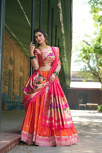 Vastranavya Perfect Classic And Contemporary Fashion Paithani Lehenga Choli - Red | Grocsy