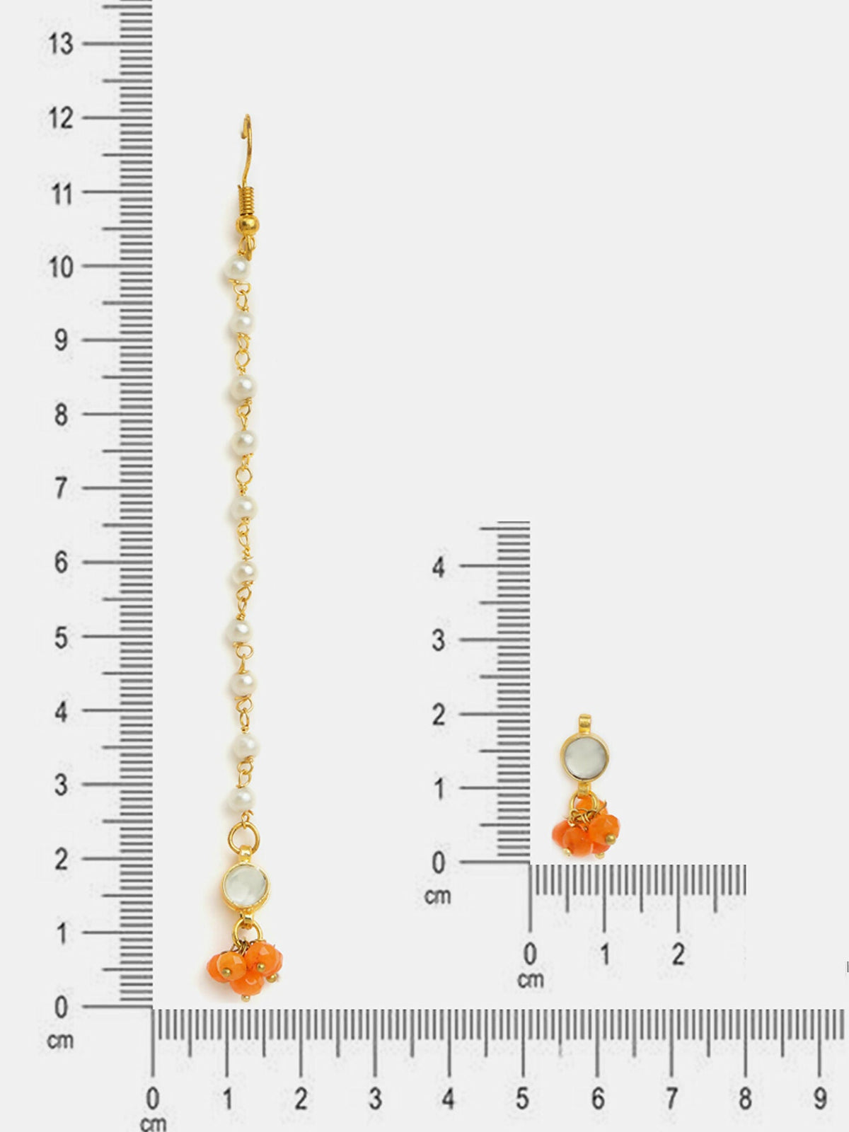 Ruby Raang Mannat Set Of 2 - Orange Embedded Maang Tikka And Earrings | Grocsy