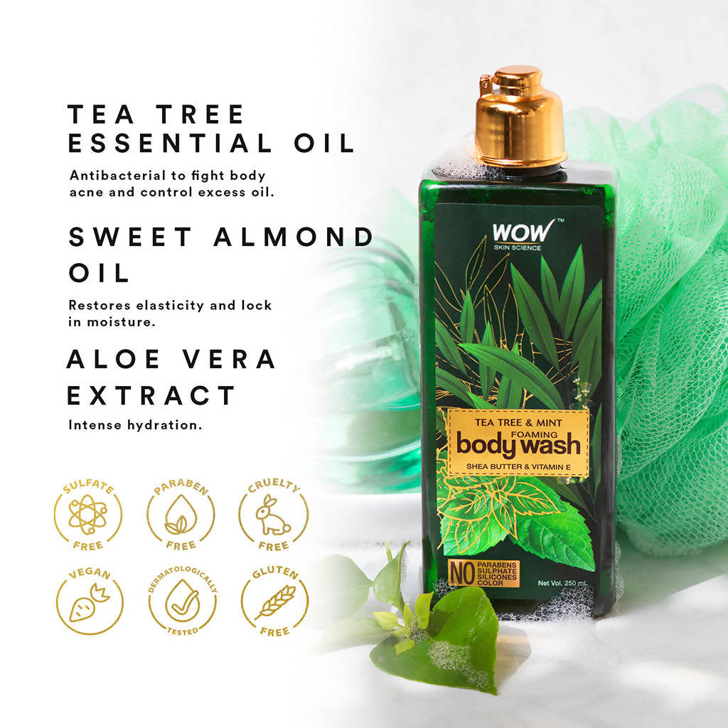 Wow Skin Science Tea Tree & Mint Foaming Body Wash | Grocsy