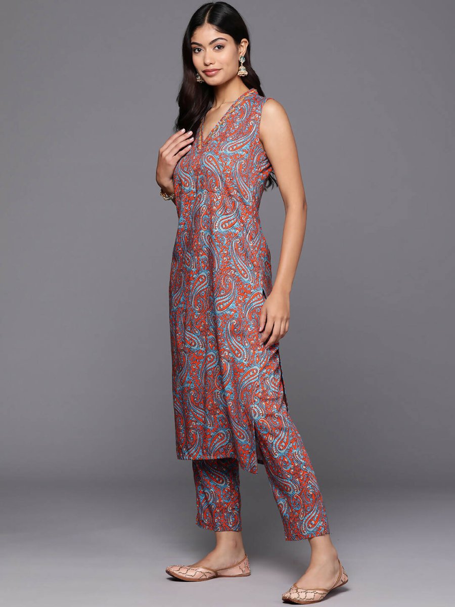 Ahalyaa Women's Traditional wear Kurta Set - Teal Blue | Grocsy