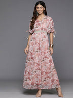 Ahalyaa Women's Traditional wear Dress - Brown | Grocsy