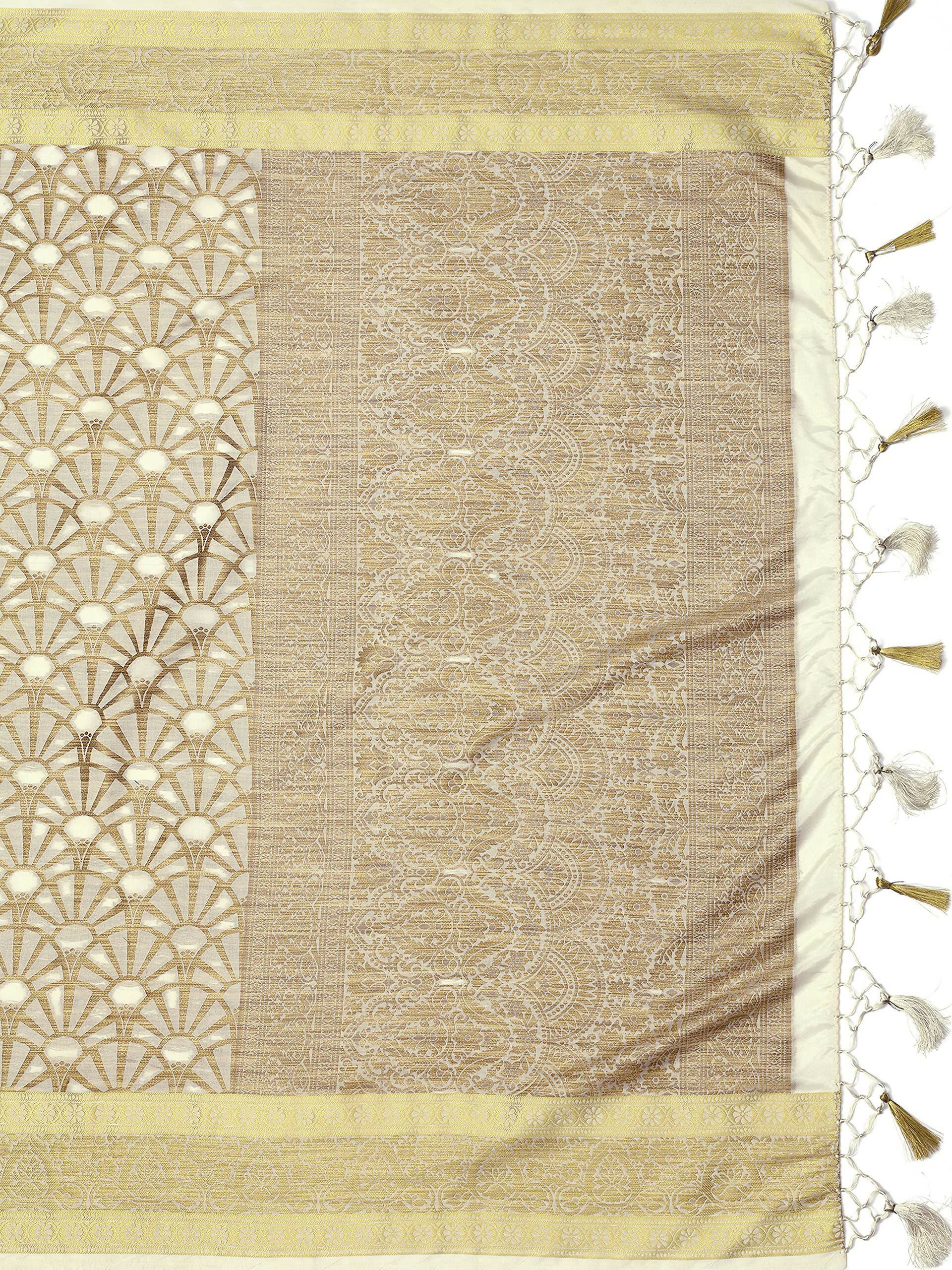 Mimosa Women's Off-White Kanjivaram Art Silk Saree | Grocsy