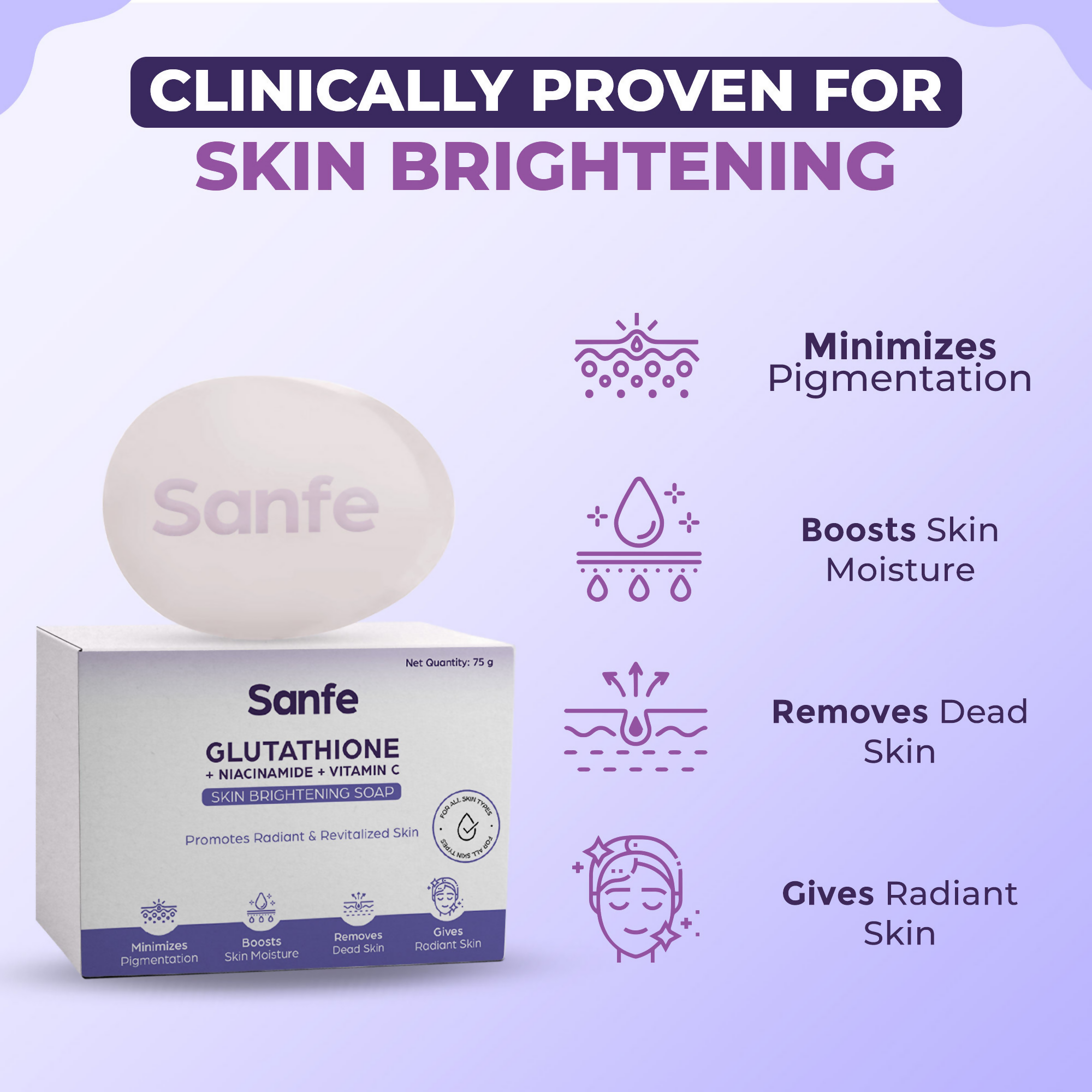 Sanfe Glutathione + Niacinamide + Vitamin C Brightening Soap | Grocsy
