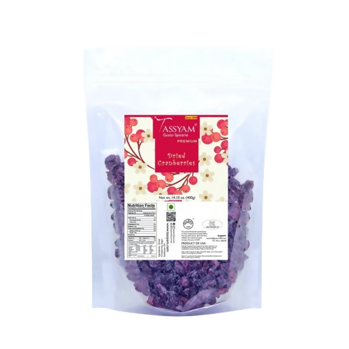 Tassyam Organics Premium Imported Dried Cranberries - Pouch | Grocsy