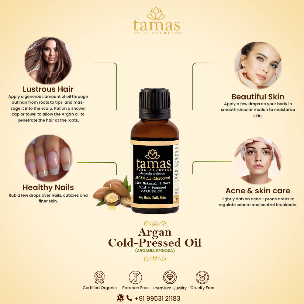 Tamas Pure Ayurveda 100% Natural Argan Cold-Pressed Oil | Grocsy