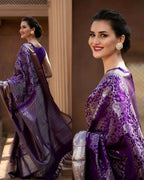 DEIANA'S Beautiful Designer Golden zari Soft Lichi Silk Saree - Majenta | Grocsy