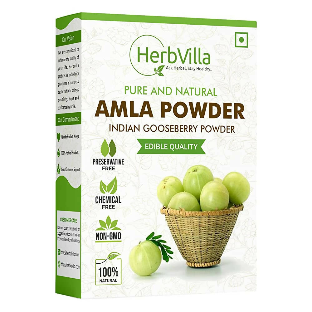 Herbvilla Amla (Indian Gooseberry) Powder For Hair Growth | Grocsy