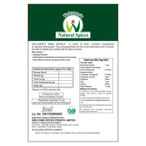 Welcome’s Natural Spices Sabzi Masala Powder