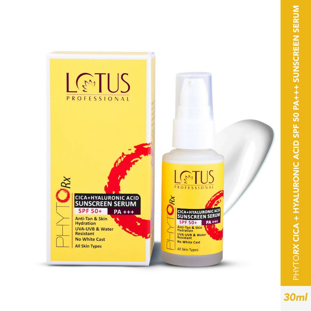 Lotus Herbals Cica + Hyaluronic Acid SPF 50 PA+++ Sunscreen Serum | Grocsy